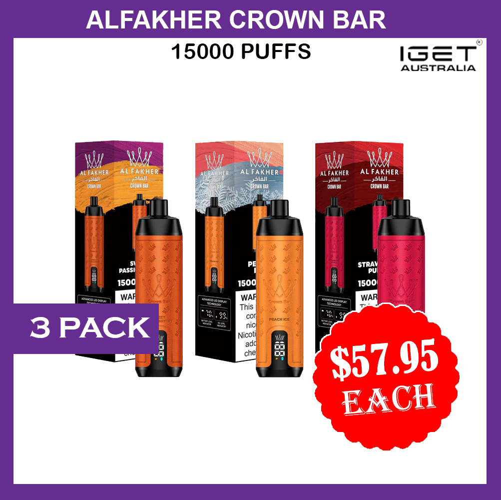 ALFAKHER CROWN BAR - 15000 PUFFS - 3 PACK — Buy Online Australia | Buy Vape Online
