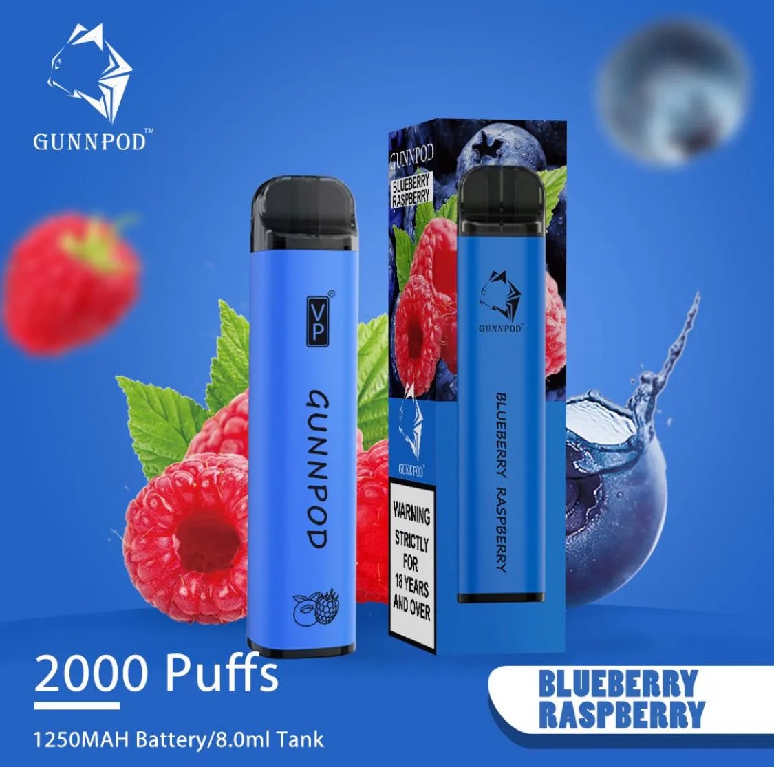 GUNNPOD BLUEBERRY RASPBERRY - 2000 PUFFS — Buy Online Australia | Buy Vape Online