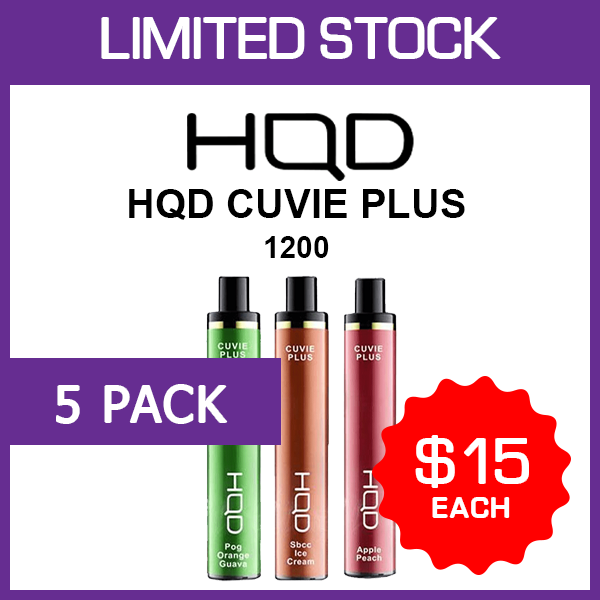 HQD CUVIE PLUS - 1200 PUFFS - 5 PACK — Buy Online Australia | Buy Vape Online