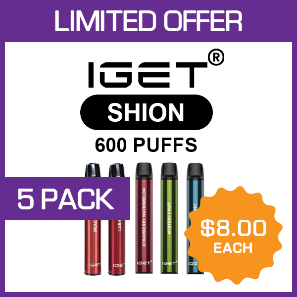 IGET SHION - 600 PUFFS - 5 PACK — Buy Online Australia | Buy Vape Online