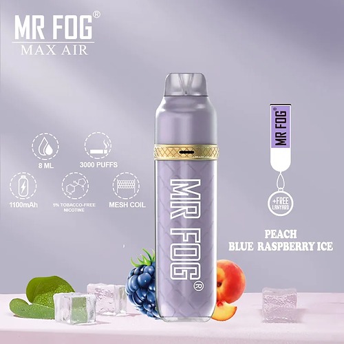 MR FOG PEACH BLUE RASPBERRY ICE - 3600 PUFFS — Buy Online Australia | Buy Vape Online