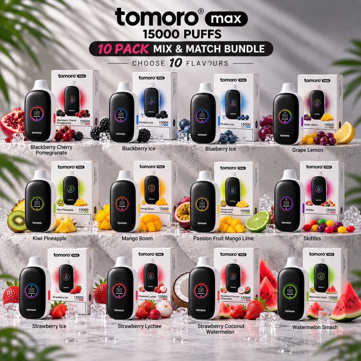 TOMORO MAX 15K - MIX & MATCH - 15000 PUFFS - 10 PACK — Buy Online Australia | Buy Vape Online