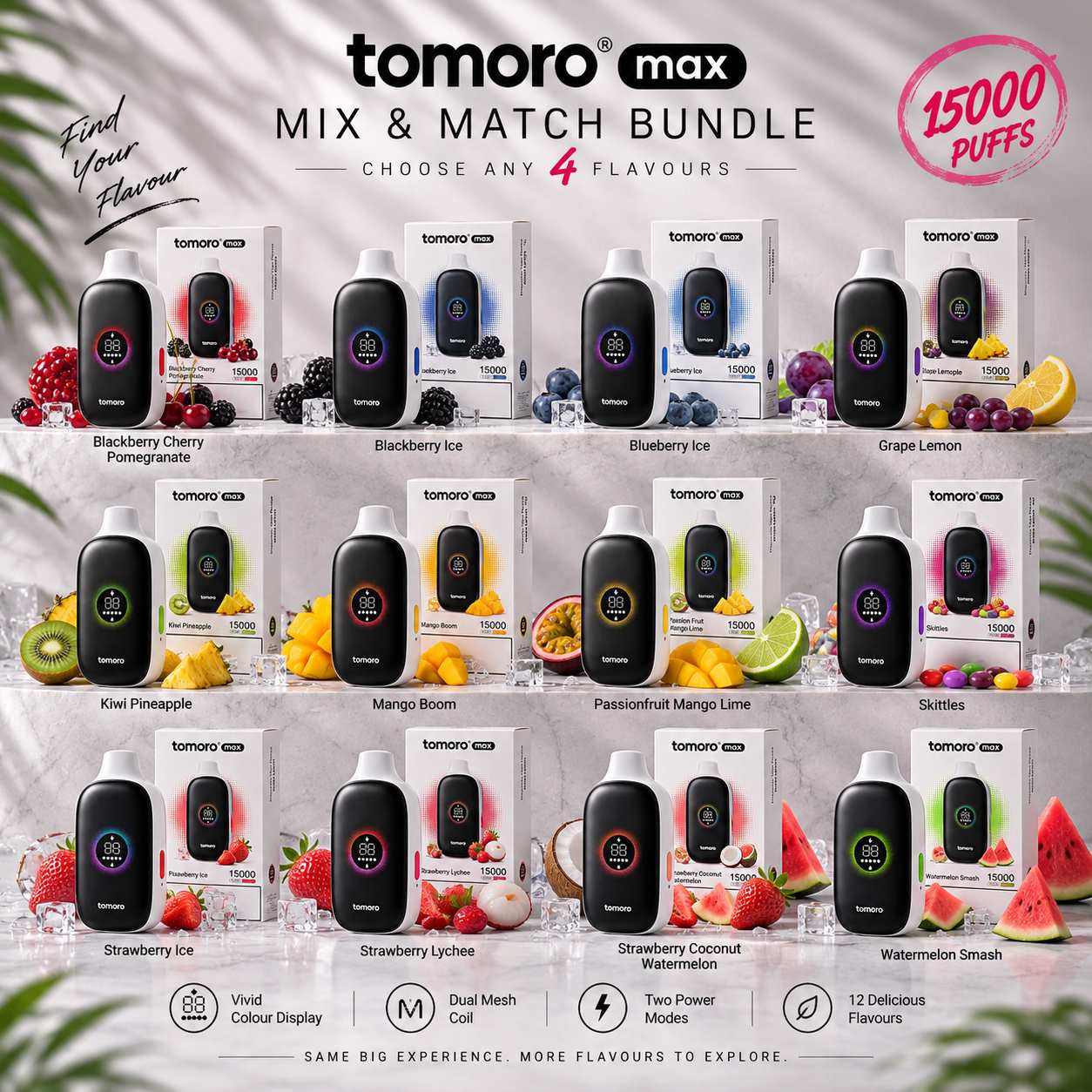 TOMORO MAX 15K - MIX & MATCH - 15000 PUFFS - 4 PACK — Buy Online Australia | Buy Vape Online