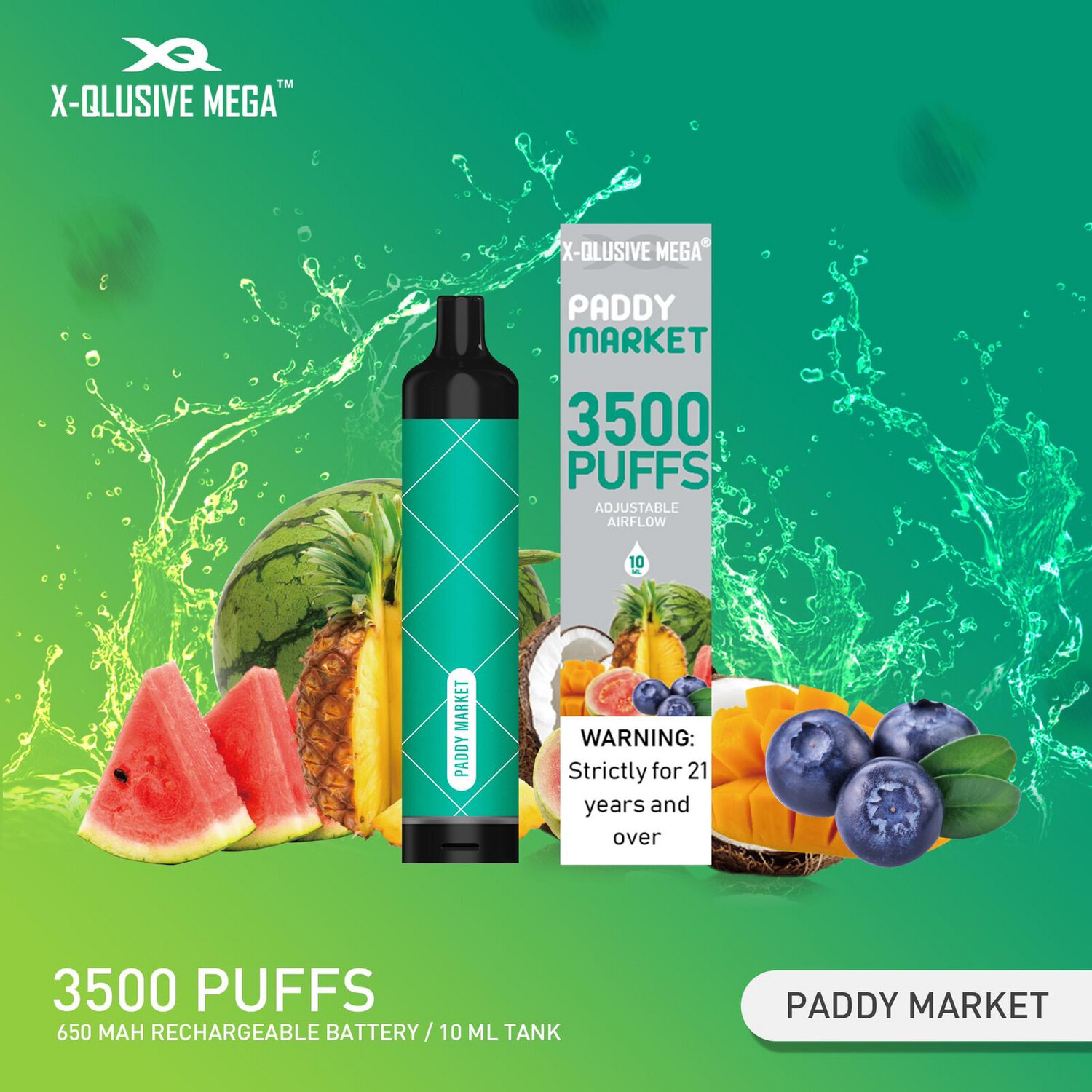 X - QLUSIVE MEGA PADDY MARKET - 3500 PUFFS — Buy Online Australia | Buy Vape Online
