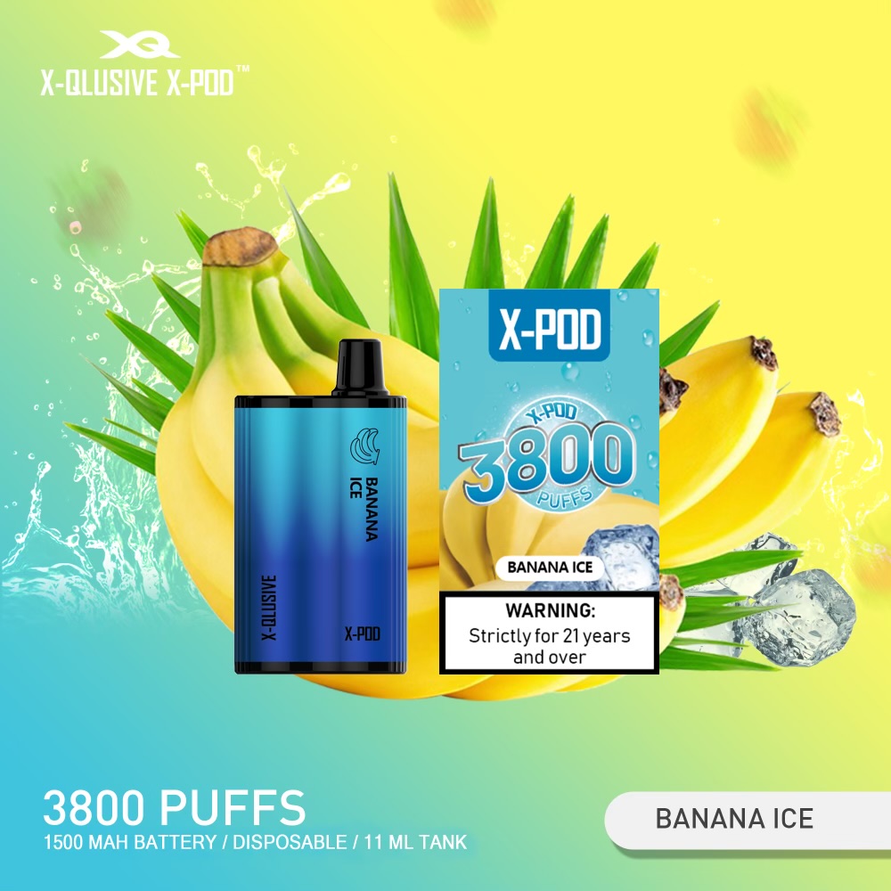 X - QLUSIVE X - POD BANANA ICE - 3800 PUFFS — Buy Online Australia | Buy Vape Online