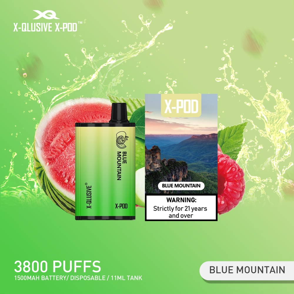 X - QLUSIVE X - POD BLUE MOUNTAINS (Apple Raspberry Watermelon) - 3800 PUFFS — Buy Online Australia | Buy Vape Online