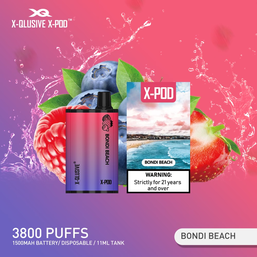 X - QLUSIVE X - POD BONDI BEACH (Strawberry Raspberry Blueberry) - 3800 PUFFS — Buy Online Australia | Buy Vape Online