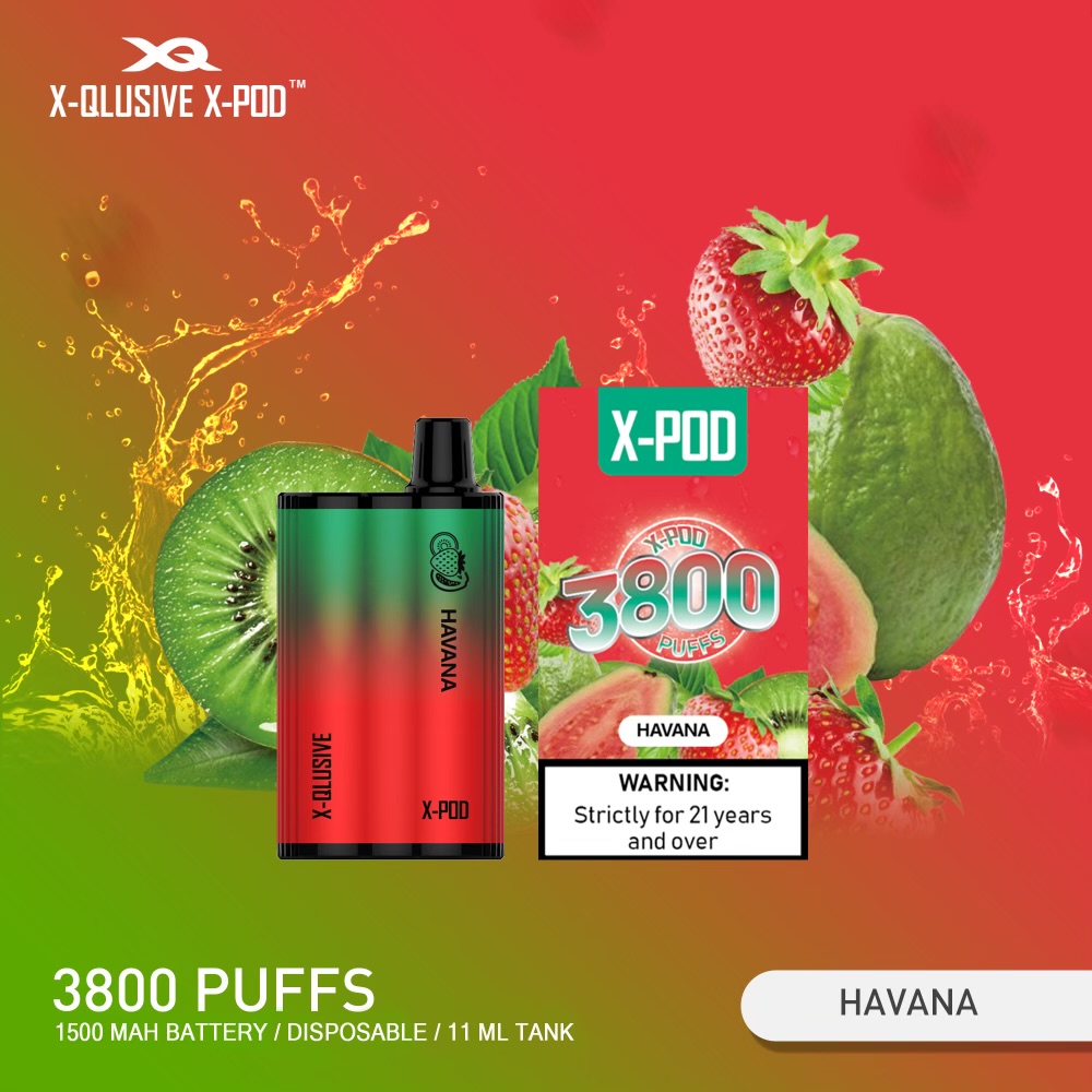 X - QLUSIVE X - POD HAVANA (Strawberry Kiwi Guava) - 3800 PUFFS — Buy Online Australia | Buy Vape Online