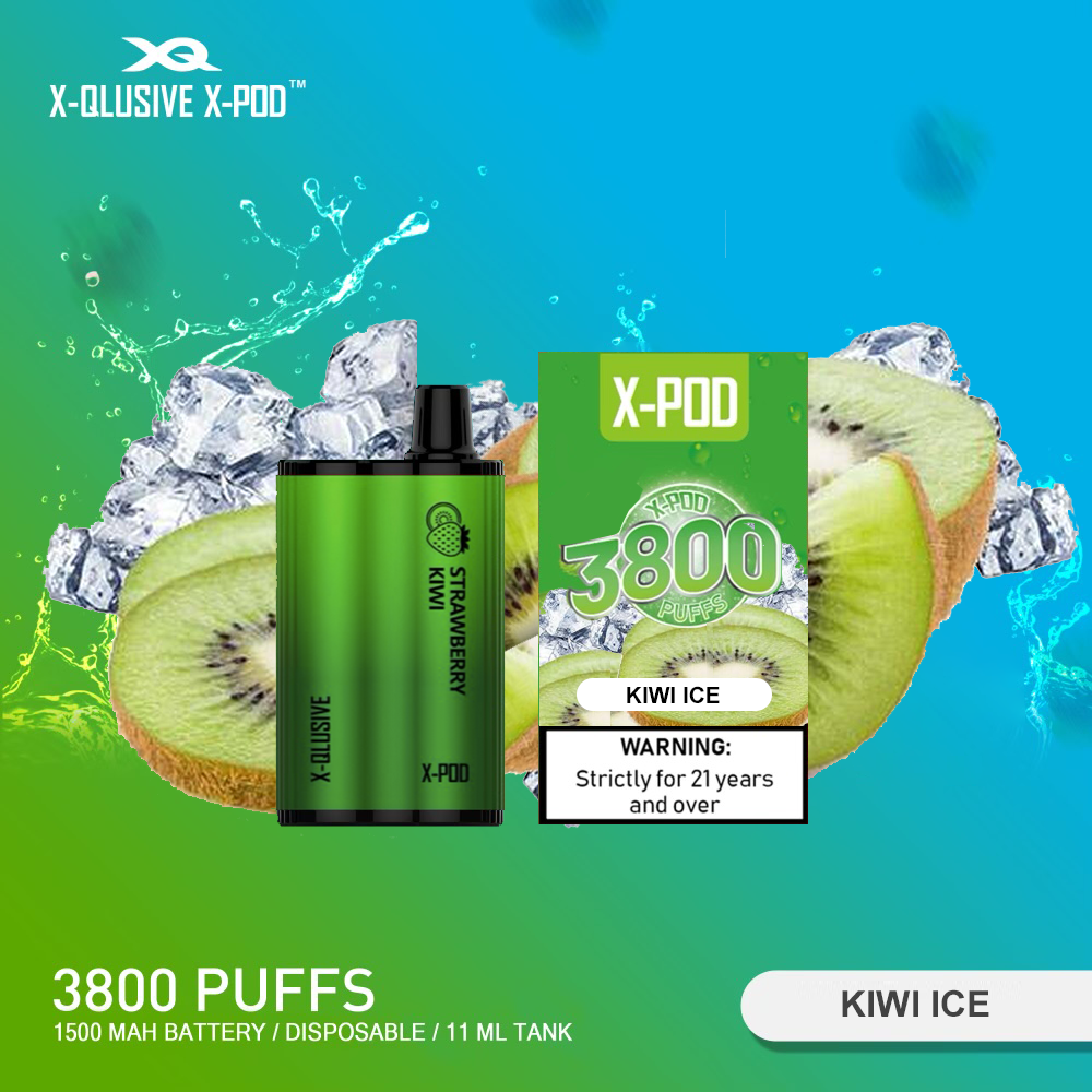 X - QLUSIVE X - POD KIWI ICE - 3800 PUFFS — Buy Online Australia | Buy Vape Online