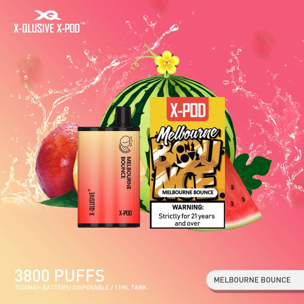 X - QLUSIVE X - POD MELBOURNE BOUNCE (Watermelon Peach Ice) - 3800 PUFFS — Buy Online Australia | Buy Vape Online