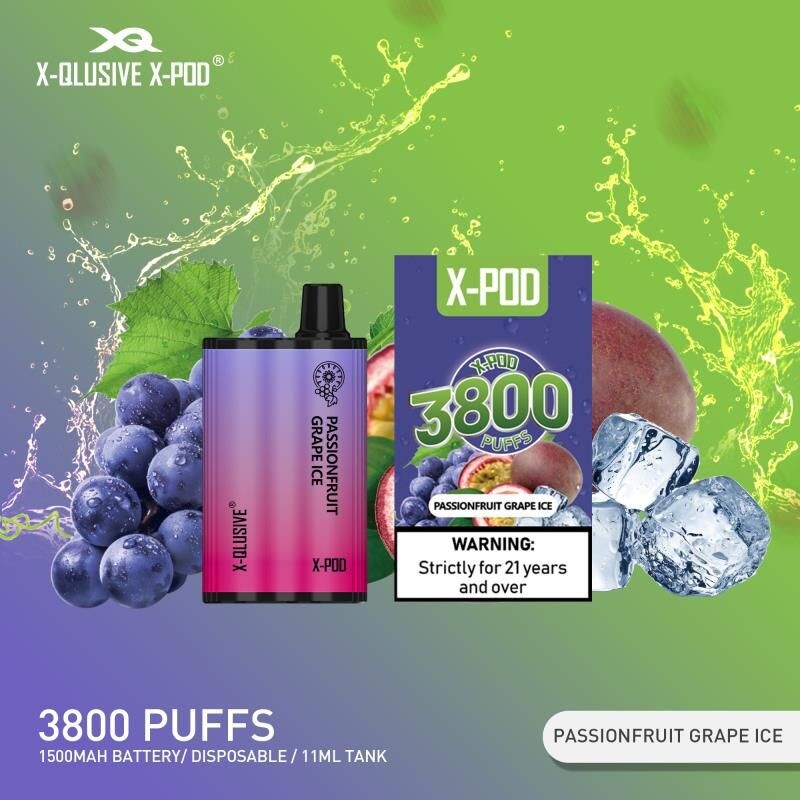 X - QLUSIVE X - POD PASSIONFRUIT GRAPE ICE - 3800 PUFFS — Buy Online Australia | Buy Vape Online