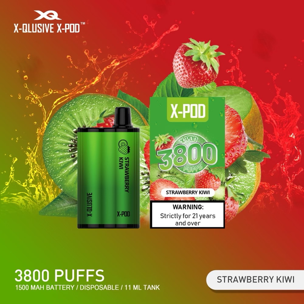 X - QLUSIVE X - POD STRAWBERRY KIWI - 3800 PUFFS — Buy Online Australia | Buy Vape Online