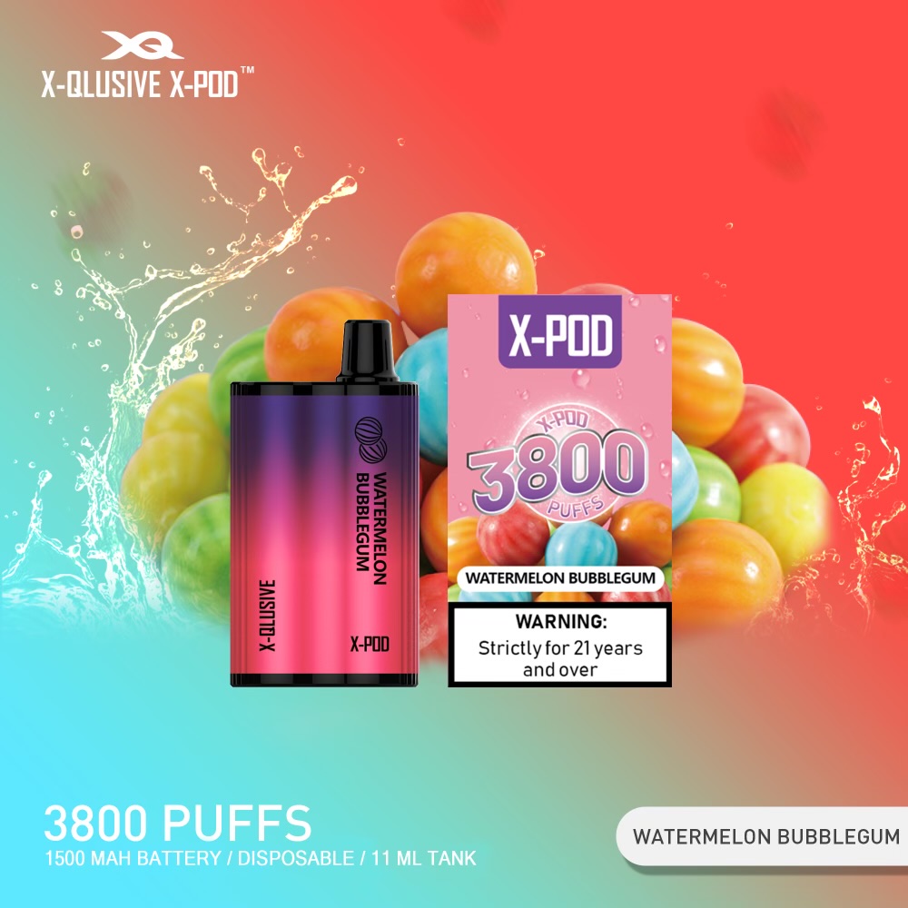 X - QLUSIVE X - POD WATERMELON BUBBLEGUM - 3800 PUFFS — Buy Online Australia | Buy Vape Online
