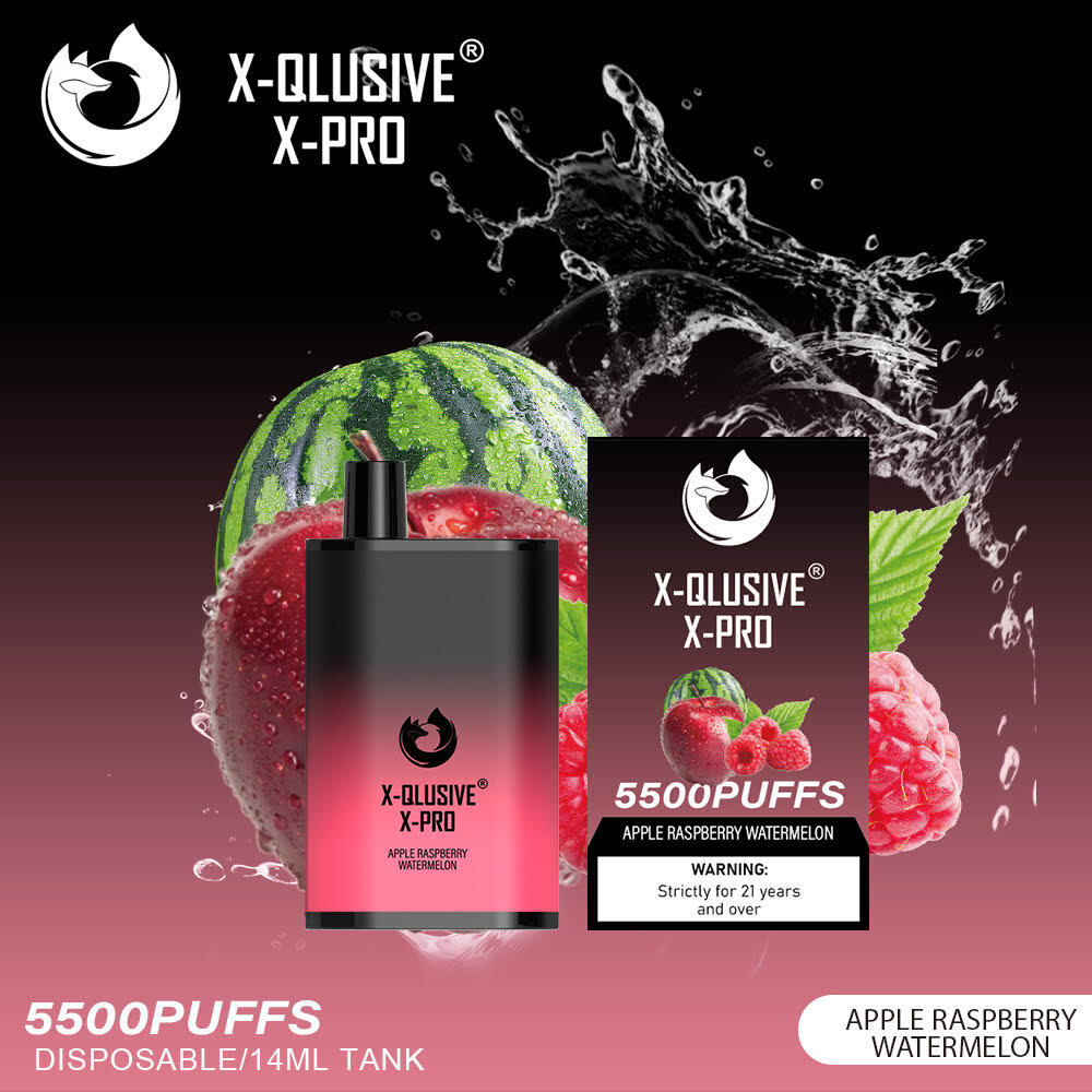 X - QLUSIVE X - PRO APPLE RASPBERRY WATERMELON - 5500 PUFFS — Buy Online Australia | Buy Vape Online