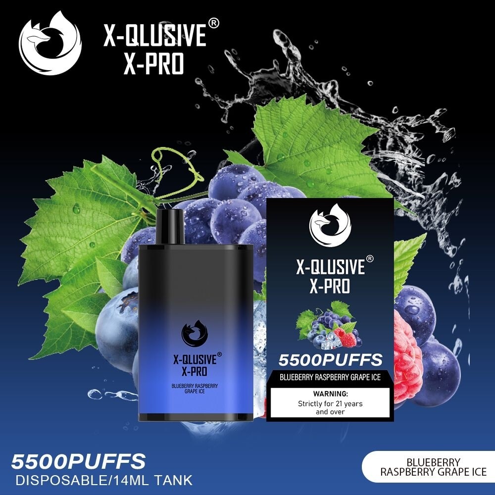 X - QLUSIVE X - PRO BLUEBERRY RASPBERRY GRAPE - 5500 PUFFS — Buy Online Australia | Buy Vape Online